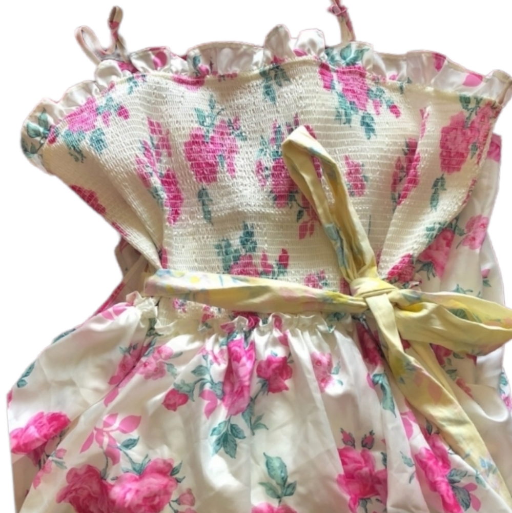 LoveShackFancy Pink Floral Midi Dress - Picture 4 of 8